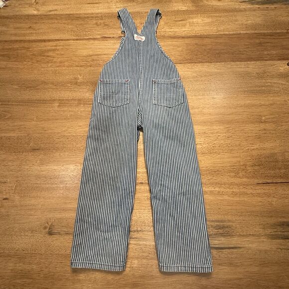 Round House Boys Striped Train Conductor Style Bib Coveralls Size 5 Thomas Train - Picture 2 of 14